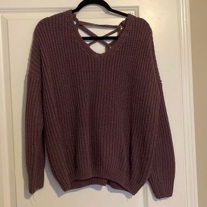 Purple sweater with tie back